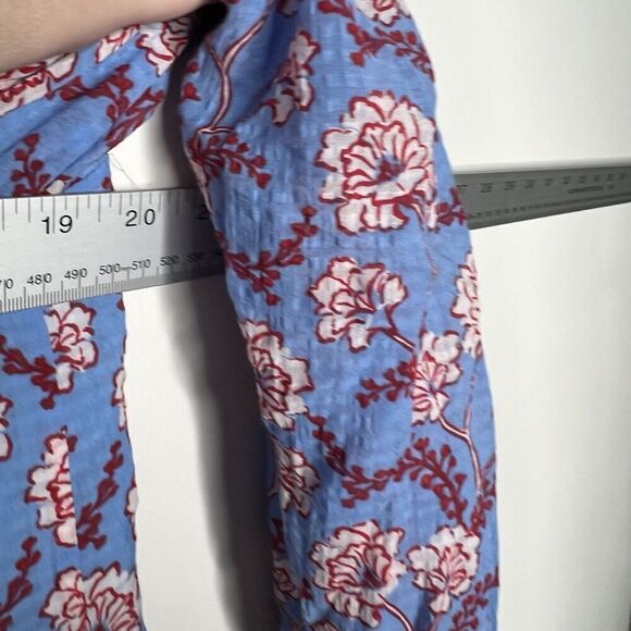 ALC Top Womens 4 Floral V Neck Flowy Lined Lightweight Boho Feminine Blue Shirt - Picture 3 of 14